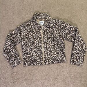 Abercrombie & Fitch Leopard Print Denim Zip-Up Jacket
